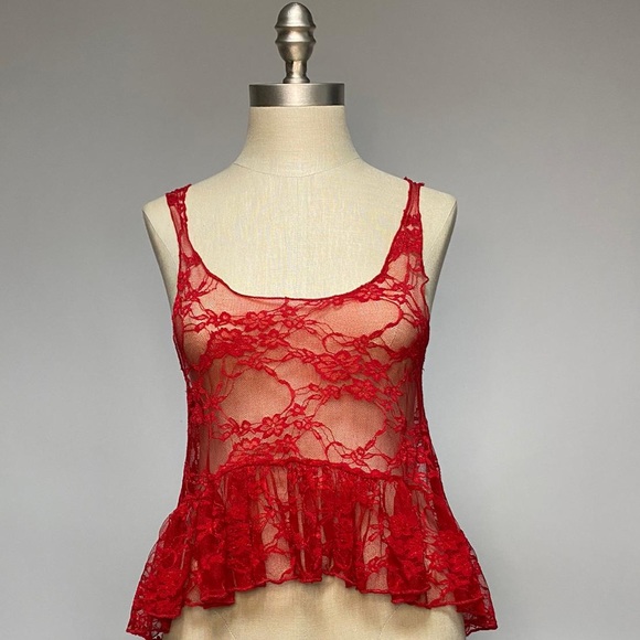Heart 2 Heart Red Lace Mini Blouse - Picture 1 of 8